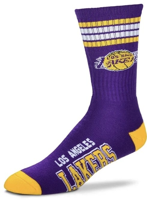 Los Angeles Lakers Adult 4-Stripe Duece Crew Socks