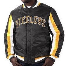 Pittsburgh Steelers Men’s Ace Varsity Starter Name & Logo Satin Full-Snap Jacket
