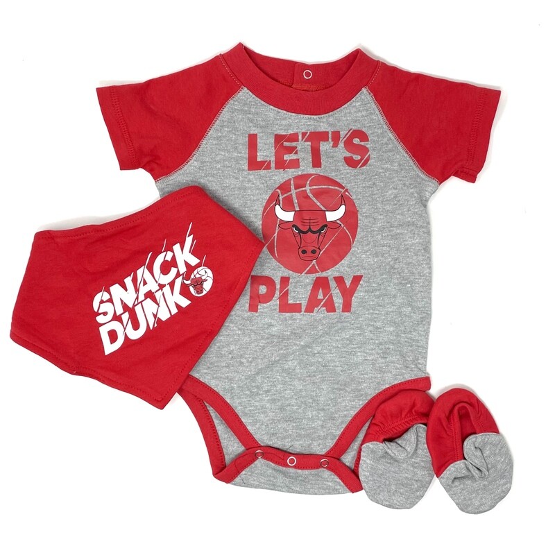 Chicago Bulls Newborn & Infant Bodysuit, Bib & Booties Set