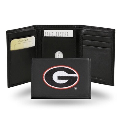 Georgia Bulldogs Leather Embroidered Tri-Fold Wallet