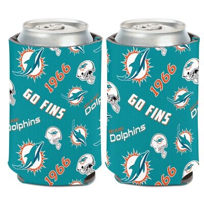 Miami Dolphins All Over 12 Ounce Can Cooler Koozie Miami Dolphins All Over 12 Ounce Can Cooler Koozie