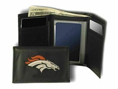 Denver Broncos Leather Embroidered Tri-Fold Wallet