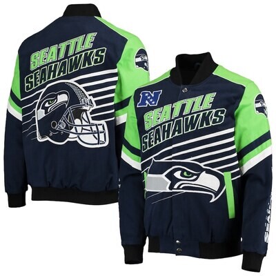 Seattle Seahawks Men’s G-III Sports by Carl Banks Extreme Strike Cotton Twill Full-Snap Jacket