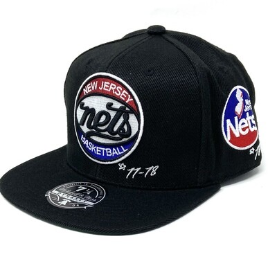New Jersey Nets Men’s Mitchell & Ness Black Hardwood Classics Timeline Fitted Hat