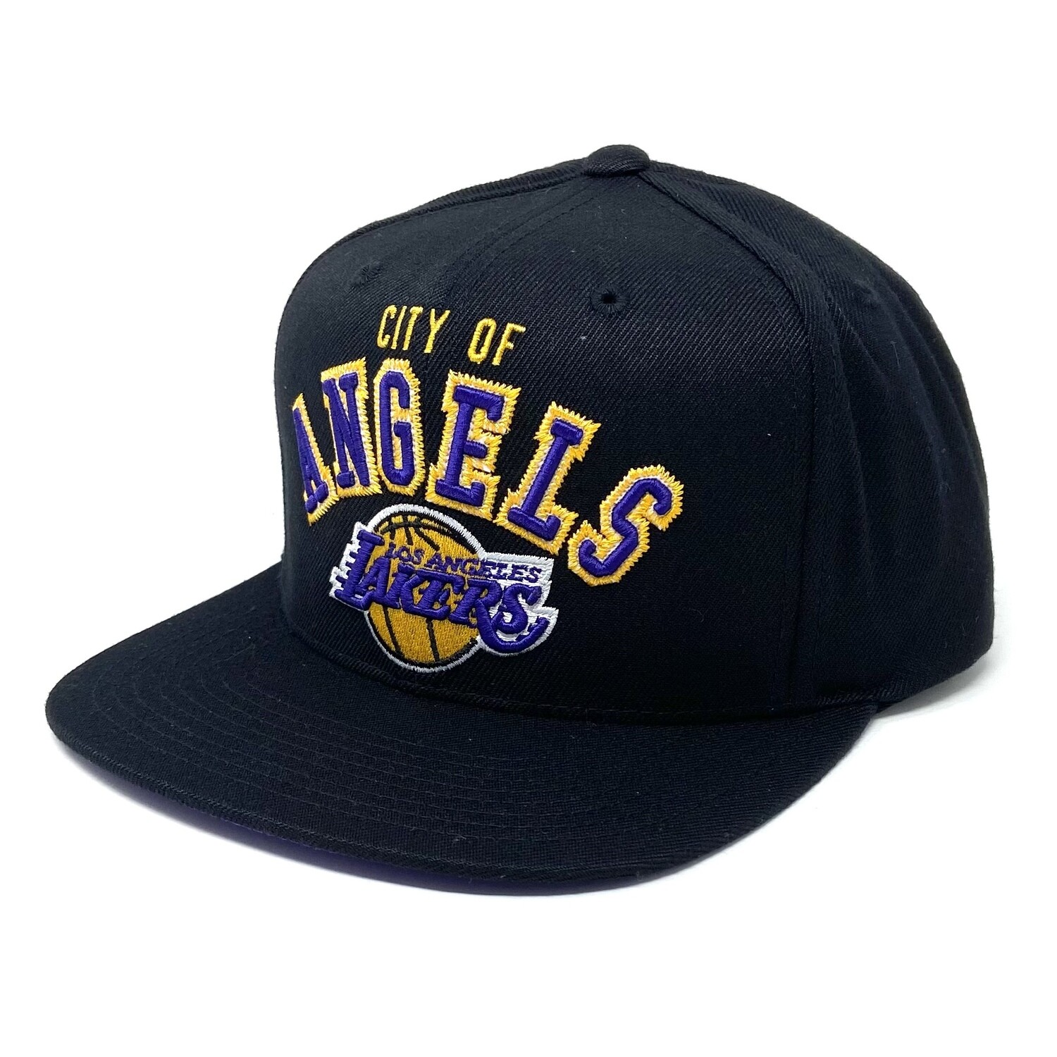 Los Angeles Lakers City of Angels Men’s Mitchell & Ness Black NBA Zig Zag Snapback Hat