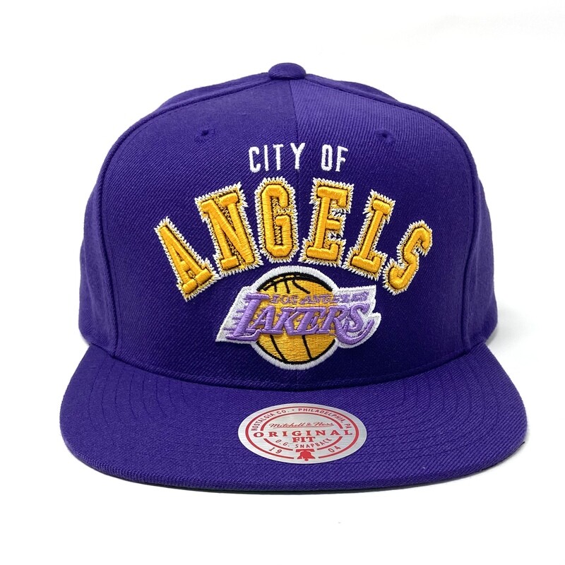Los Angeles Lakers City of Angels Men’s Mitchell & Ness Purple NBA Zig Zag Snapback Hat