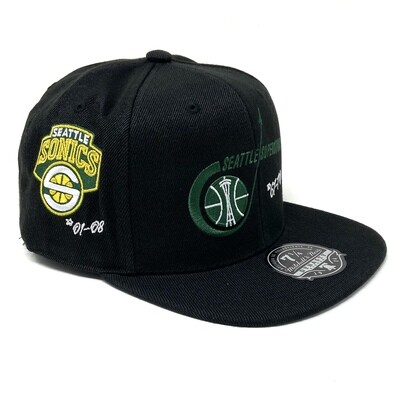 Seattle SuperSonics Men’s Mitchell & Ness Black Hardwood Classics Timeline Fitted Hat