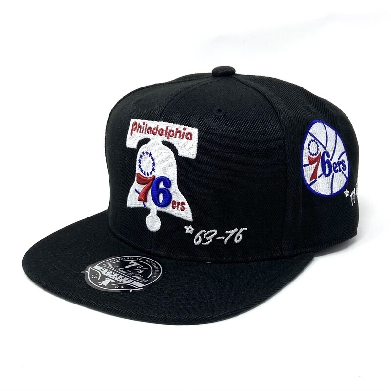 Philadelphia 76ers Men’s Mitchell & Ness Black Hardwood Classics Timeline Fitted Hat Philadelphia 76ers Men’s Mitchell & Ness Black Hardwood Classics Timeline Fitted Hat