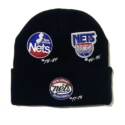 Men's New Jersey Nets Mitchell & Ness Throwback Cream Sail Script Two-Tone  Snapback Hat