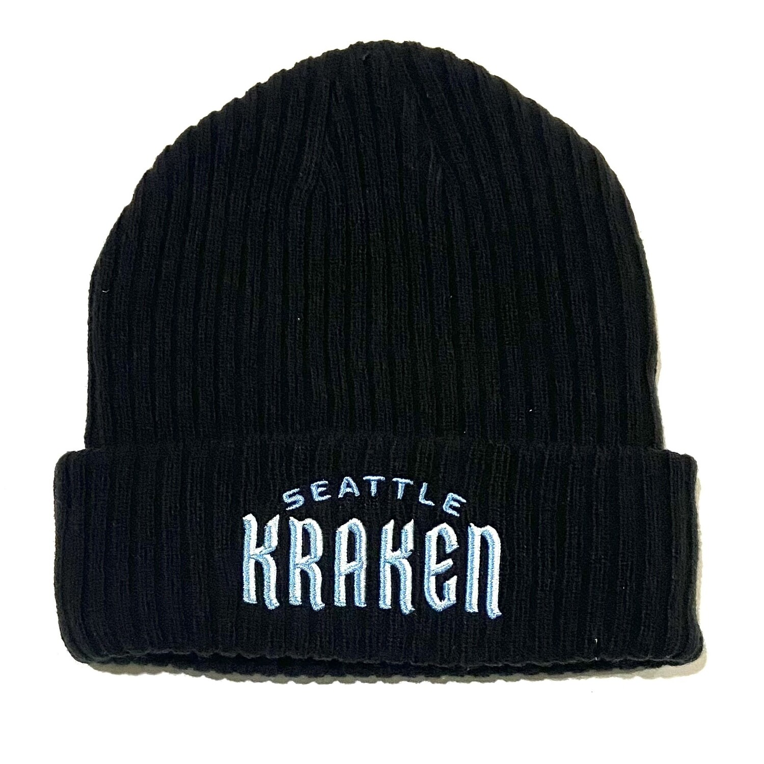 Seattle Kraken Men's Black Fanatics Branded Wordmark Logo Cuffed Knit Hat