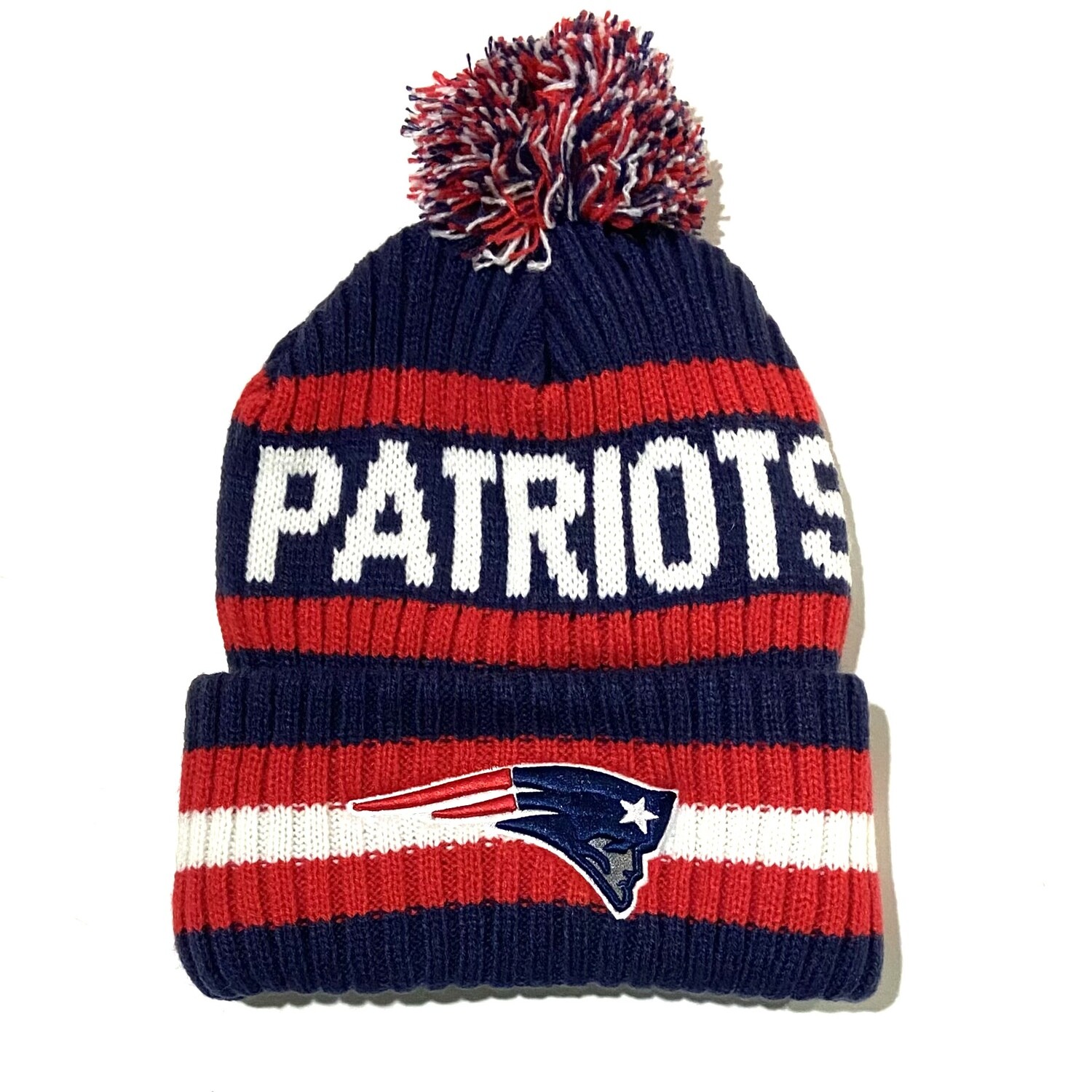 New England Patriots Bering Cuffed Pom Knit Hat