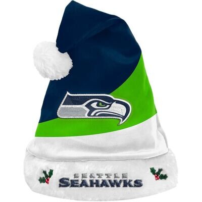 Seattle Seahawks Color Block Santa Hat