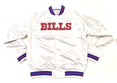 Buffalo Bills Men's White Throwback Mitchell & Ness Lightweight Satin Full-Snap Jacket