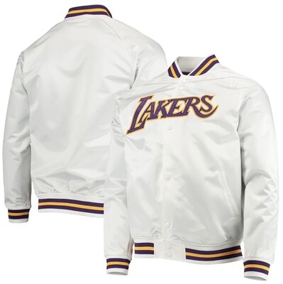 Los Angeles Lakers Mitchell & Ness Team Origins Satin Full-Snap Varsity  Jacket - Black