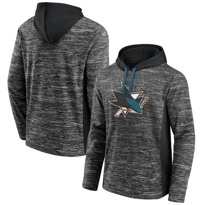 San Jose Sharks Men’s Fanatics Branded Instant Replay Space-Dye Pullover Hoodie Charcoal/Black