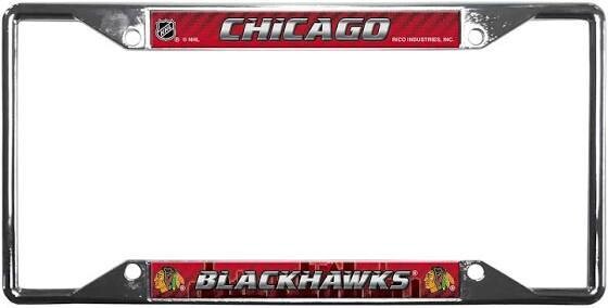 Chicago Blackhawks Chrome Metal License Plate Frame