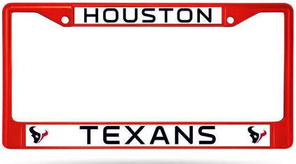 Houston Texans Red Chrome Metal License Plate Frame