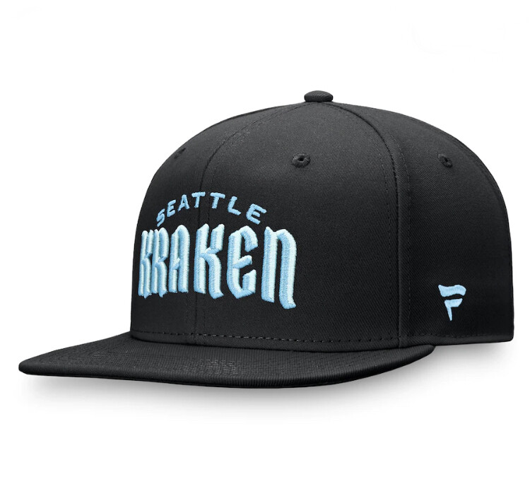 Seattle Kraken Men’s Fanatics Branded Black Wordmark Logo Snapback Hat