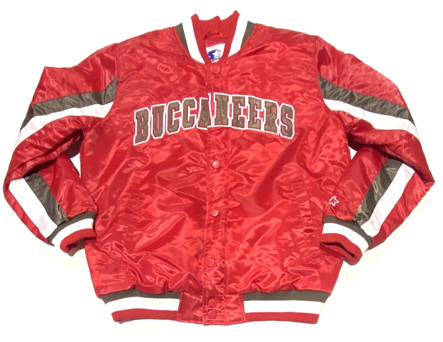 Tampa Bay Buccaneers Men’s Ace Varsity Starter Name & Logo Satin Full-Snap Jacket
