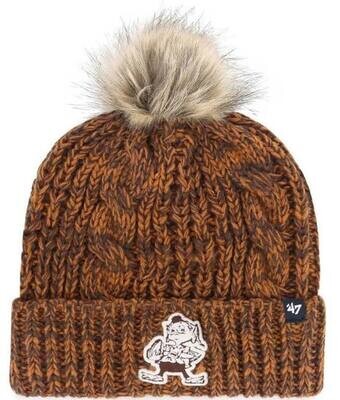 Cleveland Browns Women’s 47 Brand Brown Historic Brownie Logo Meeko Cuffed Knit Hat