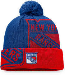 New York Rangers Men's Block Party Cuffed Pom Knit Hat