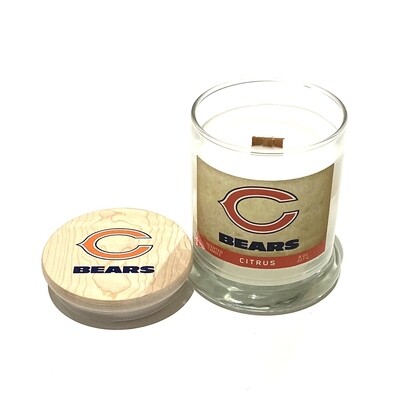 Chicago Bears 8 Oz Citrus Scent Soy Wax Wood Wick Candle With Wooden Lid