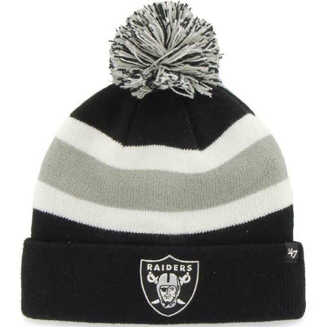 Las Vegas Raiders Men's 47 Brand Breakaway Cuffed Pom Knit Hat