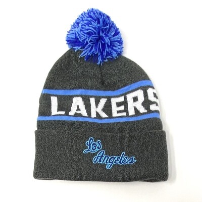 Los Angeles Lakers Retro Men’s Mitchell & Ness Reload Cuffed Pom Knit Hat Los Angeles Lakers Retro Men’s Mitchell & Ness Reload Cuffed Pom Knit Hat