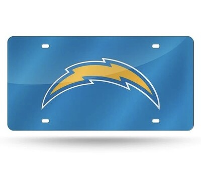 Los Angeles Chargers Blue Chrome Laser Tag License Plate