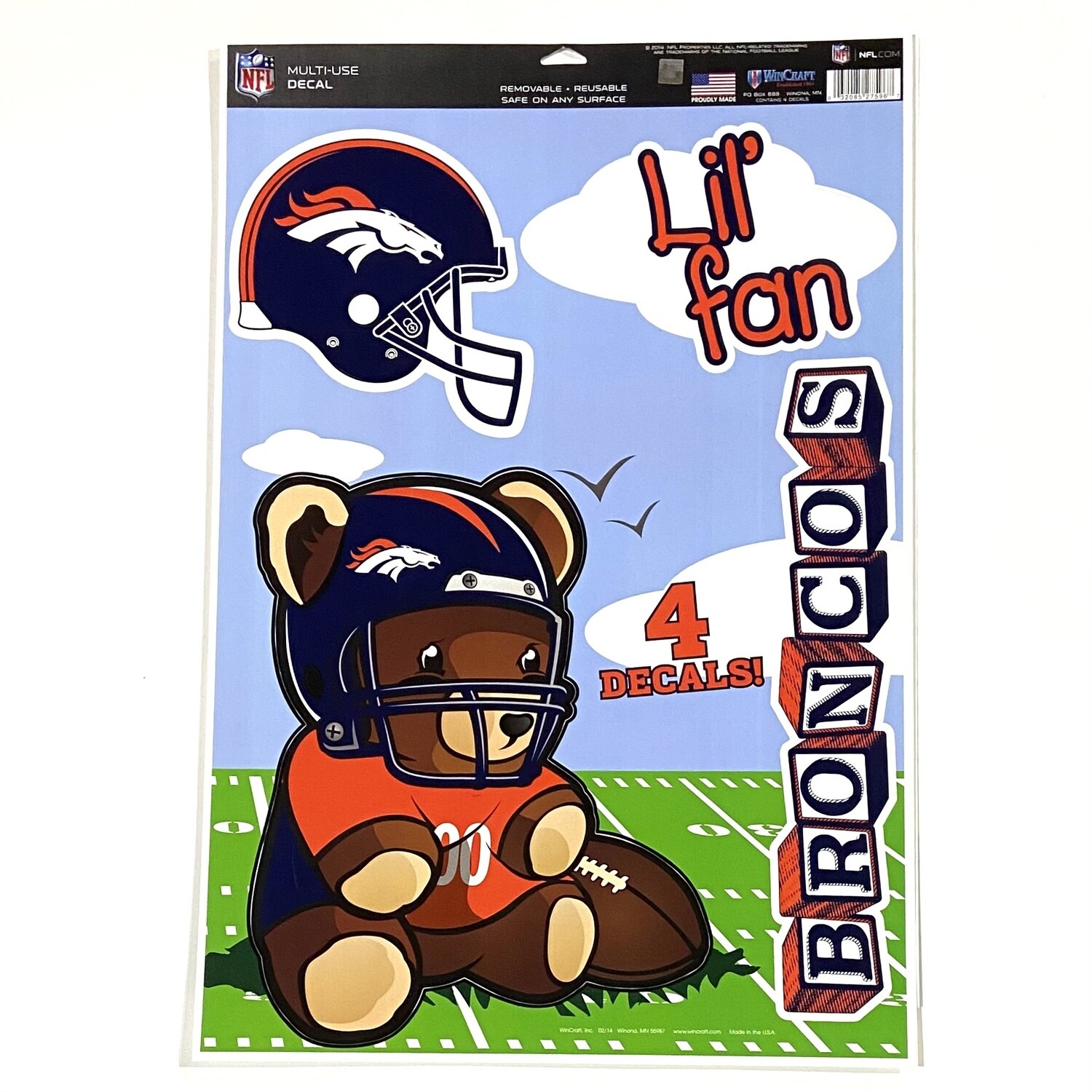 Denver Broncos Lil' Fan 11" x 17" Multi-Use 4 Piece Decal