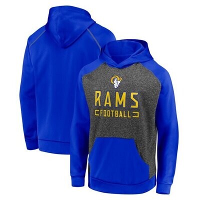 Los Angeles Rams Men’s Heathered Charcoal/Royal Chiller Fleece Raglan Pullover Hoodie
