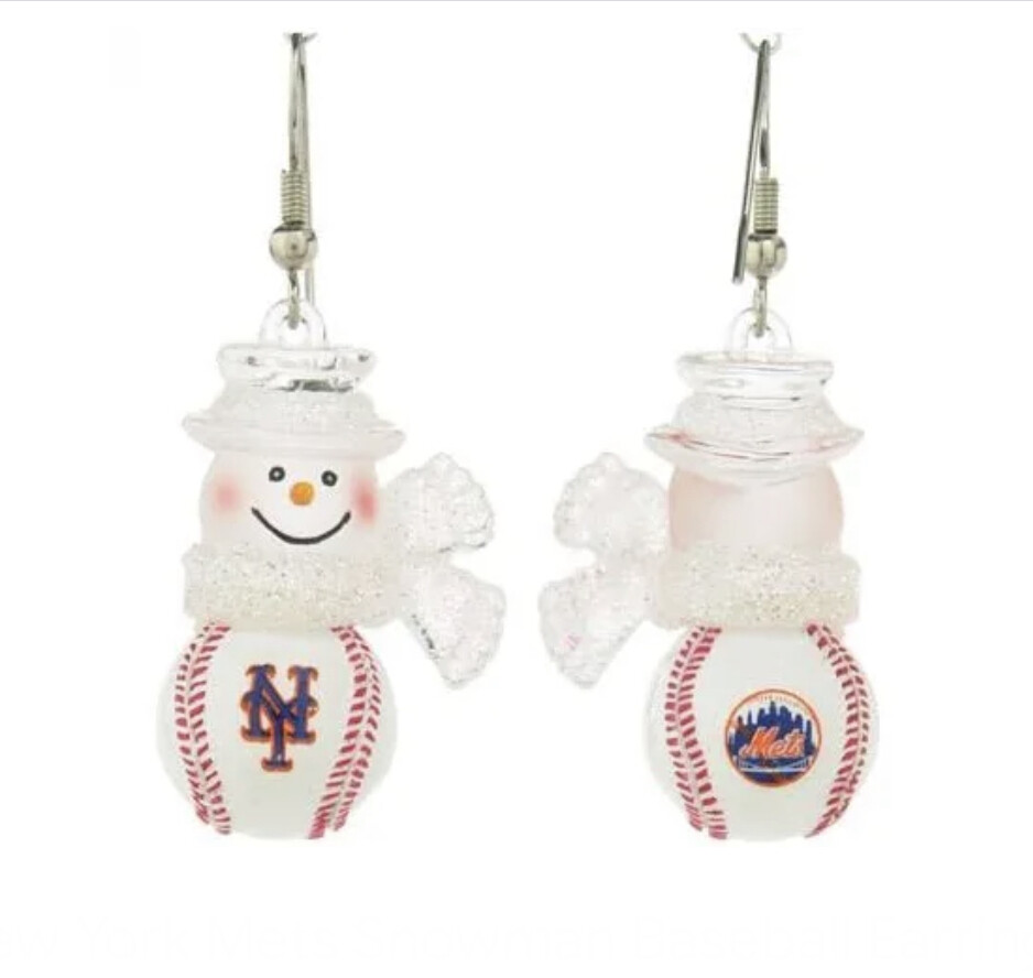 New York Mets Snowman Earrings