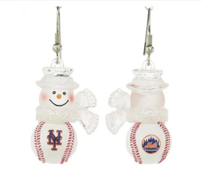 New York Mets Snowman Earrings
