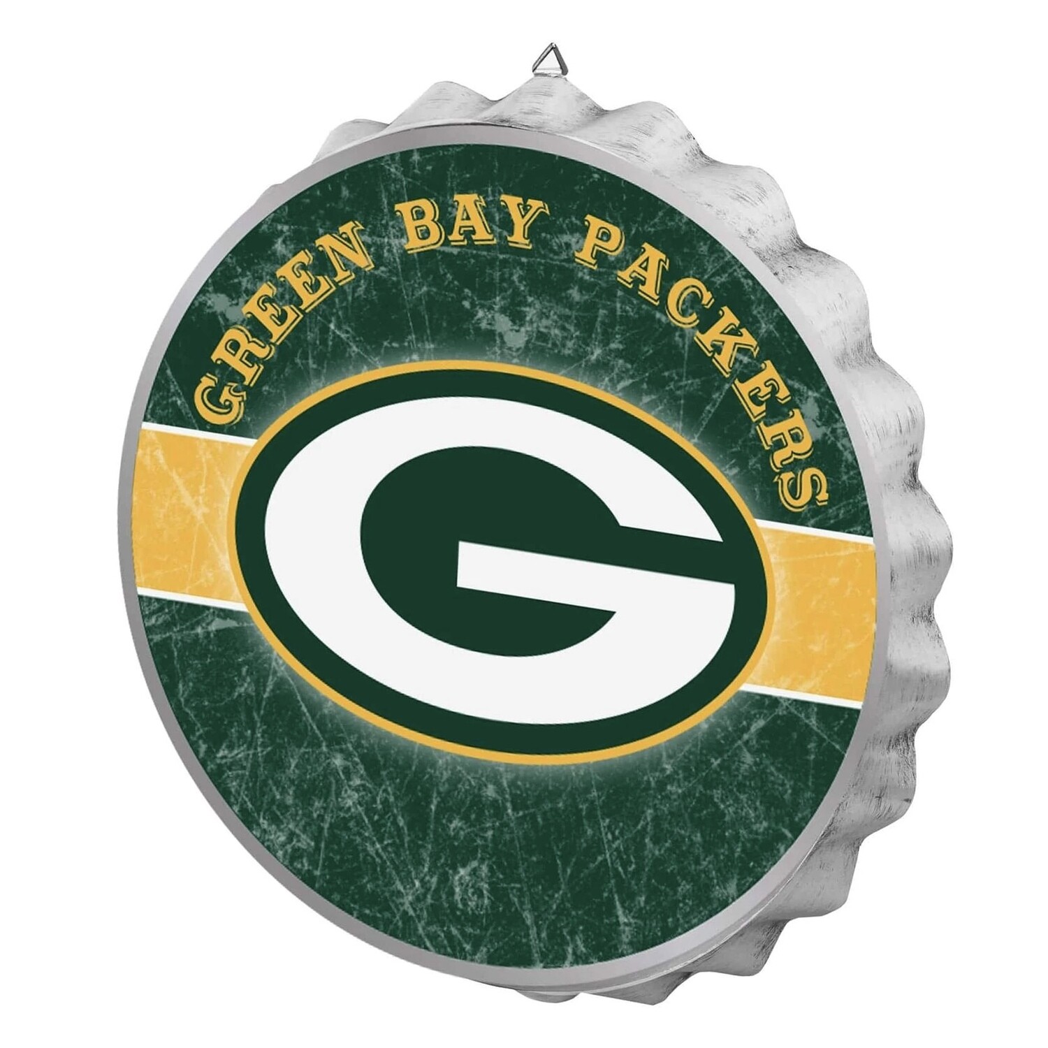 Green Bay Packers Distressed Logo Bottle Cap Sign