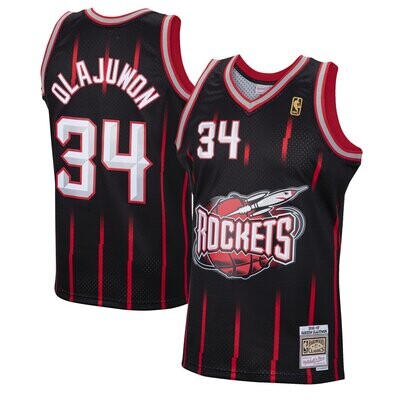 Houston Rockets Hakeem Olajuwon 96-97 Black Mitchell & Ness Men’s Reload Swingman Jersey