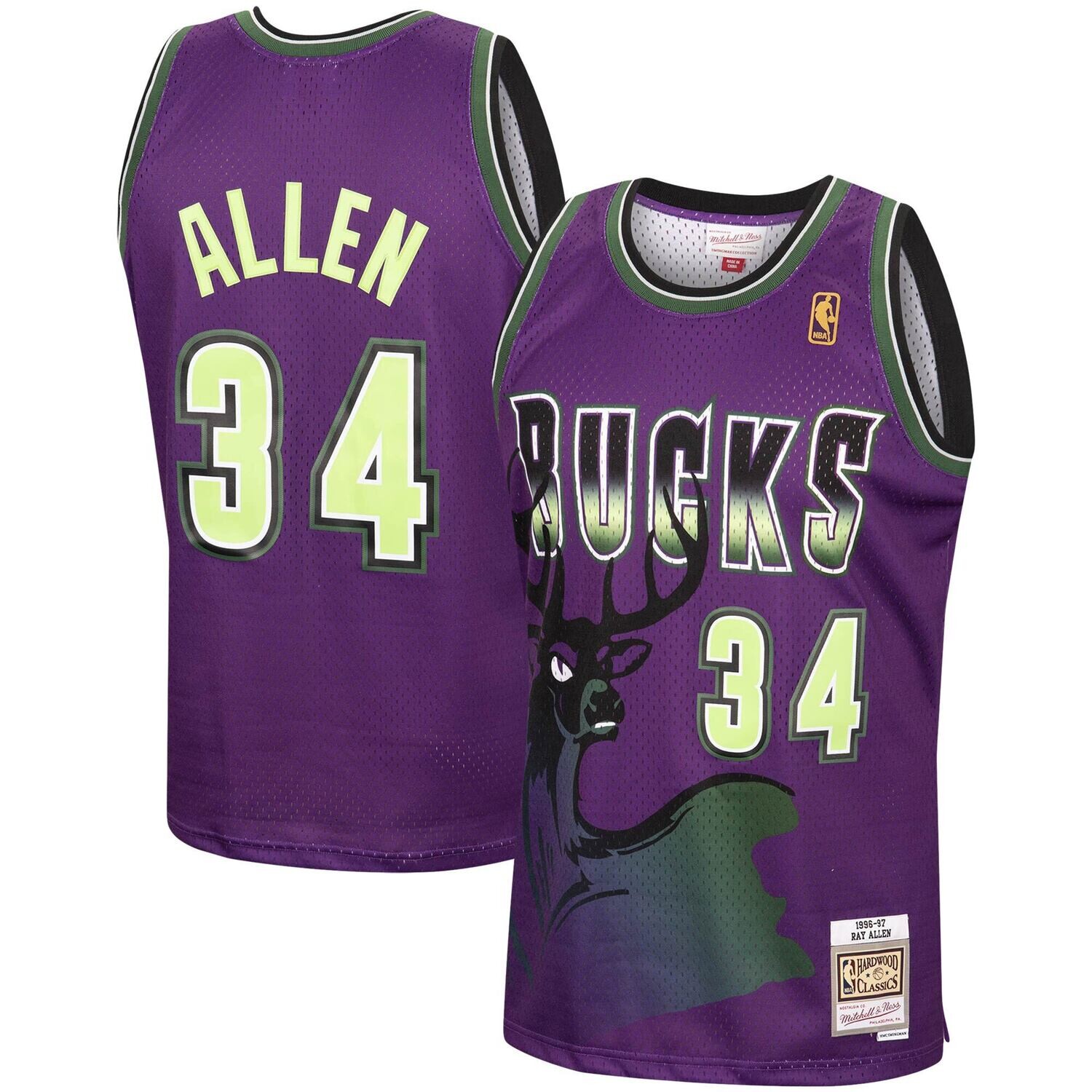 Mitchell & Ness Ray Allen Milwaukee Bucks 1996-97 Reload Swingman Jersey -  Purple