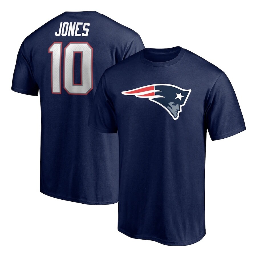 New England Patriots Men's Mac Jones Fanatics Branded Navy Player Icon T-Shirt