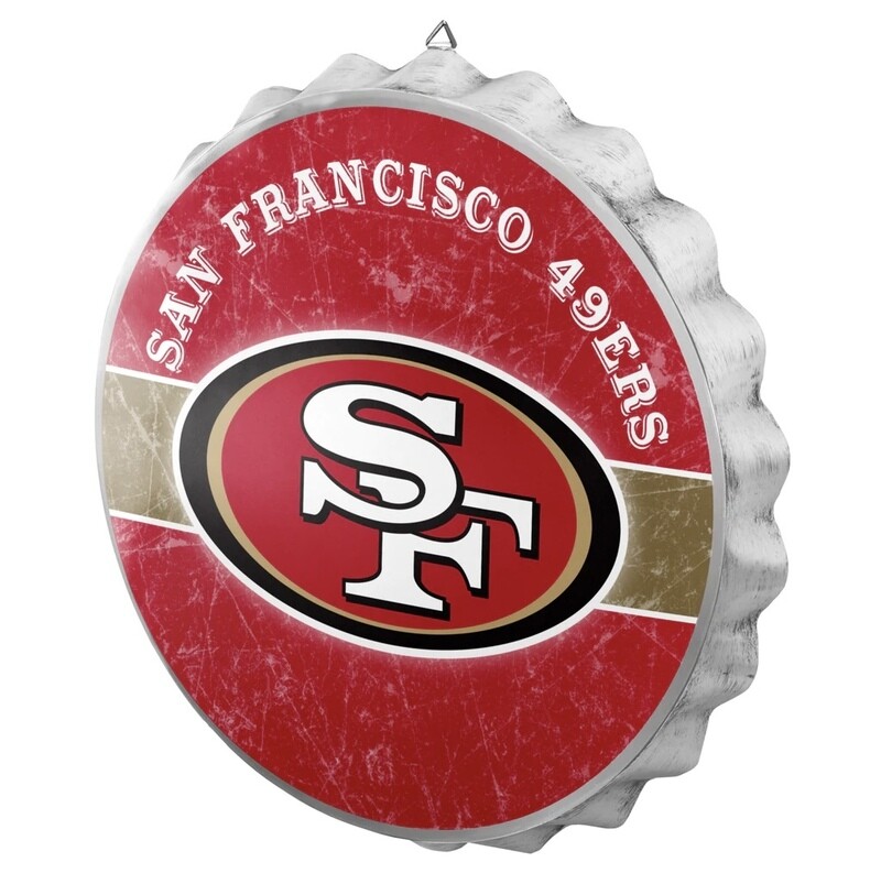 San Francisco 49ers Distressed Logo Bottle Cap Sign