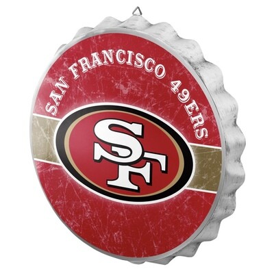 San Francisco 49ers Distressed Logo Bottle Cap Sign