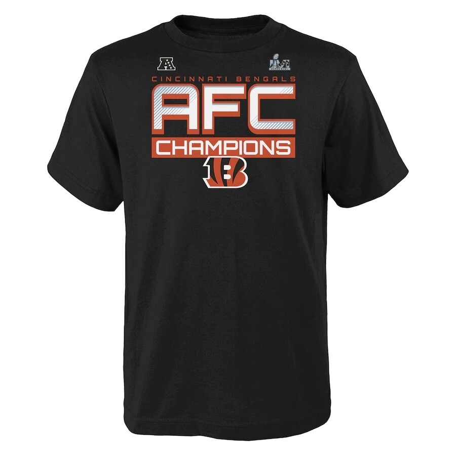 Cincinnati Bengals Men’s Black 2021 AFC Champions Iconic Slant T-Shirt