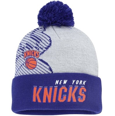 New York Knicks Men’s Mitchell & Ness Gray Hardwood Classics Draft Cuffed Knit Hat with Pom
