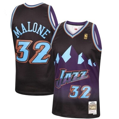 Utah Jazz Karl Malone 1996-97 Men's Black Mitchell & Ness Reload Swingman Jersey