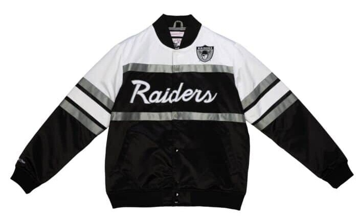 Las Vegas Raiders Men’s Mitchell & Ness Retro Special Script Heavyweight Satin Jacket