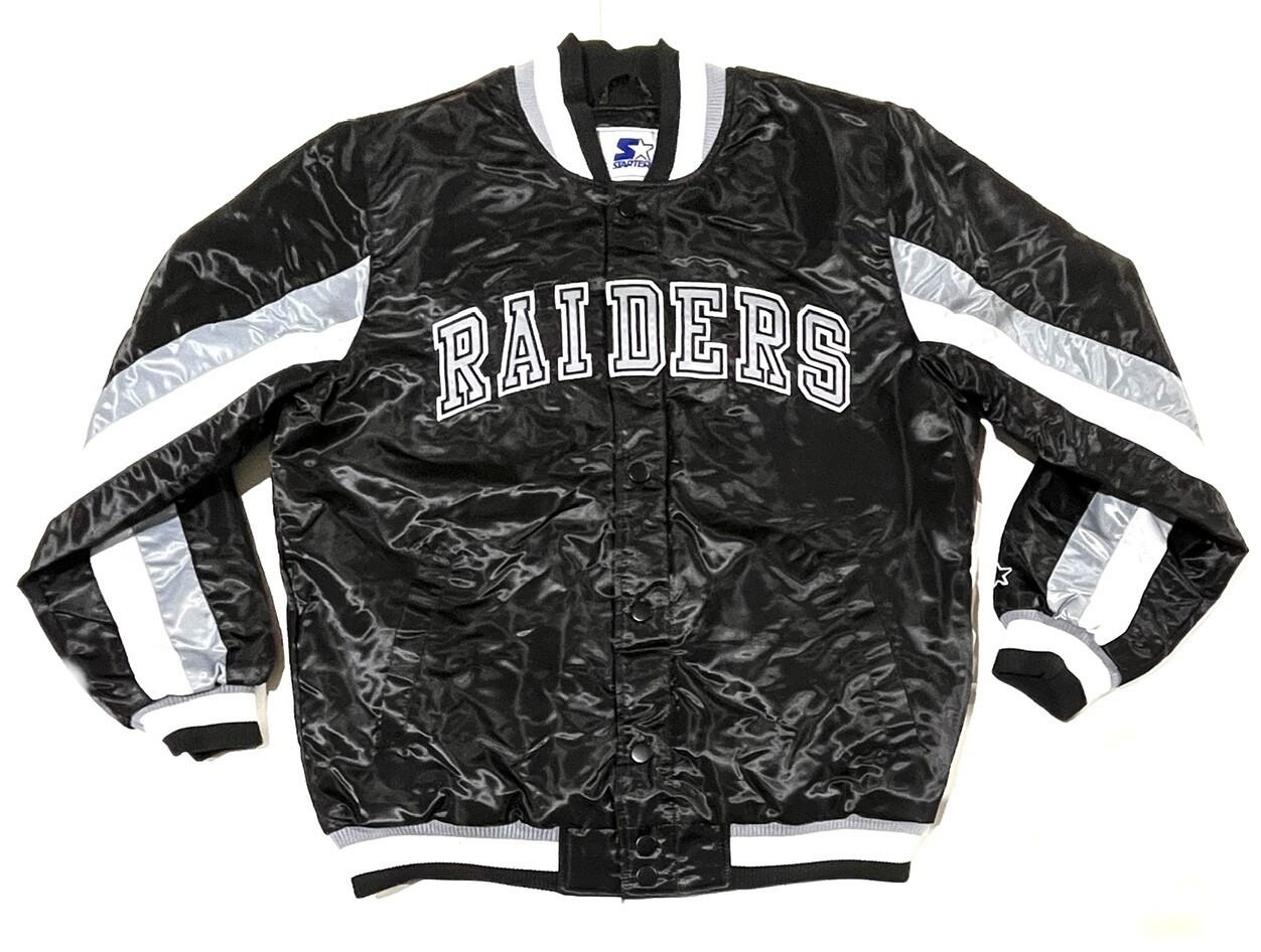 Las Vegas Raiders Men’s Ace Varsity Starter Name & Logo Satin Full-Snap Jacket