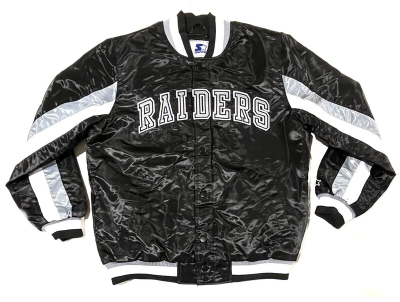 Las Vegas Raiders Men’s Ace Varsity Starter Name & Logo Satin Full-Snap Jacket