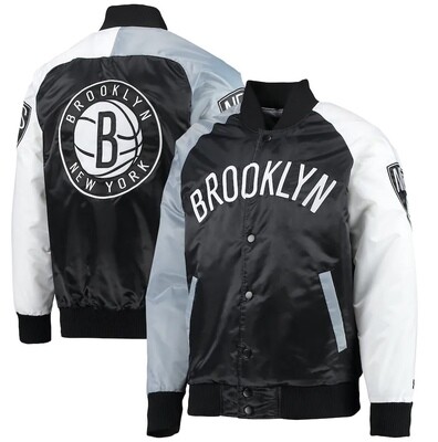 Brooklyn Nets Men's Satin Tri-Color Starter Jacket