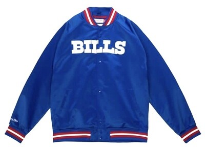 Buffalo Bills Men's Blue Throwback Mitchell & Ness Lightweight Satin Full-Snap Jacket