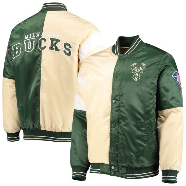 Milwaukee Bucks Men's Satin Split Starter Jacket Milwaukee Bucks Men's Satin Split Starter Jacket