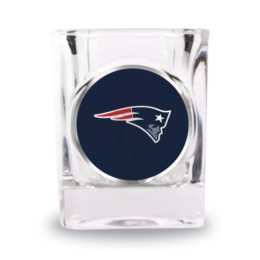 New England Patriots 2 oz. Square Shot Glass with Metallic Applique