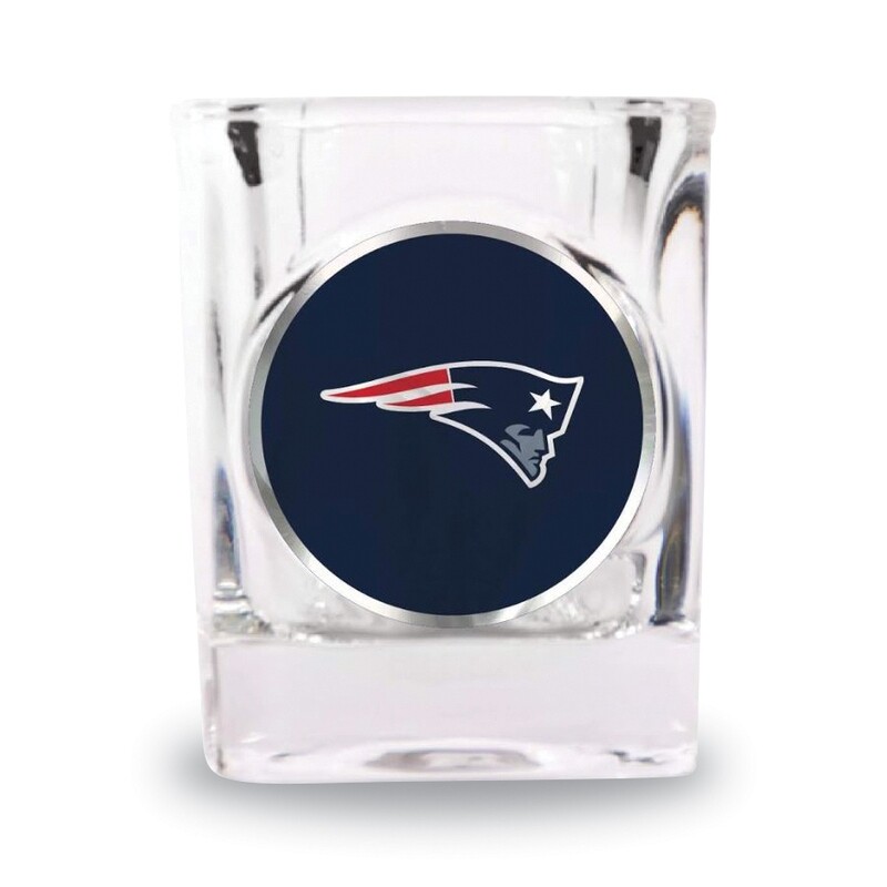 New England Patriots 2 oz. Square Shot Glass with Metallic Applique